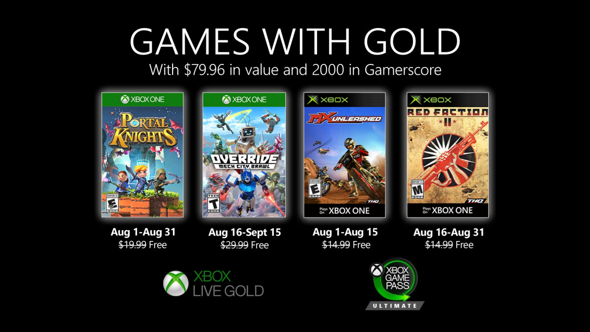 Games With Gold For August 2020 Announced
