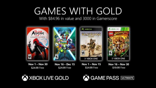 Games With Gold Revealed For November 2020