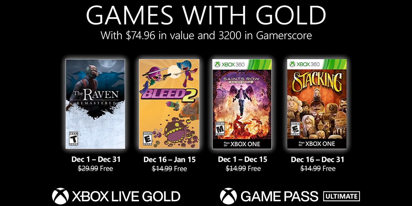 Games With Gold Revealed For December 2020